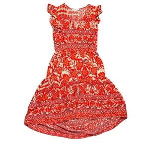 Orange Floral Asymmetrical Dress